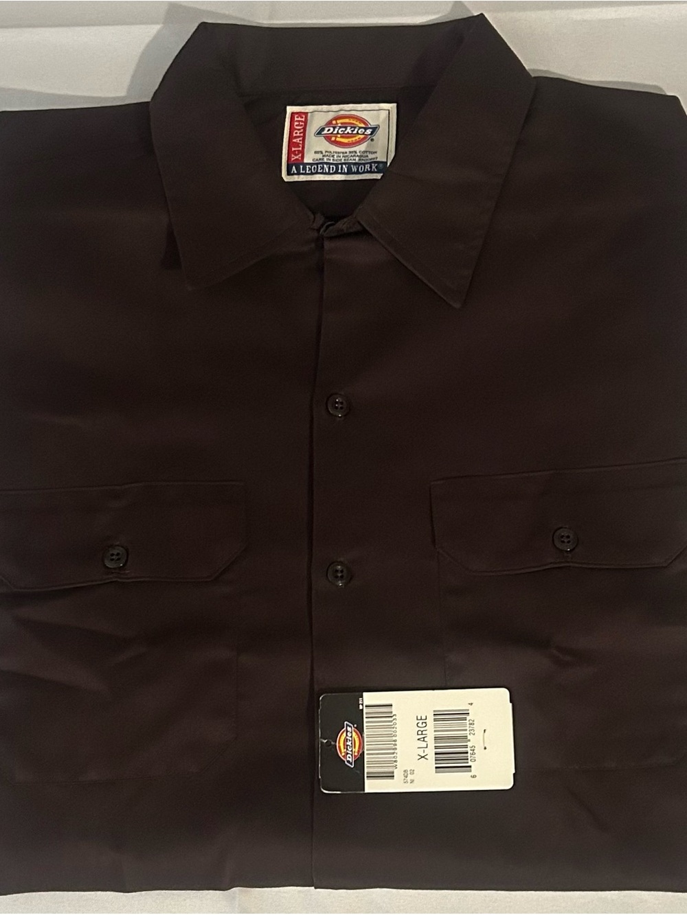Dickies Men's Brown Casual Button-Down Work Shirt